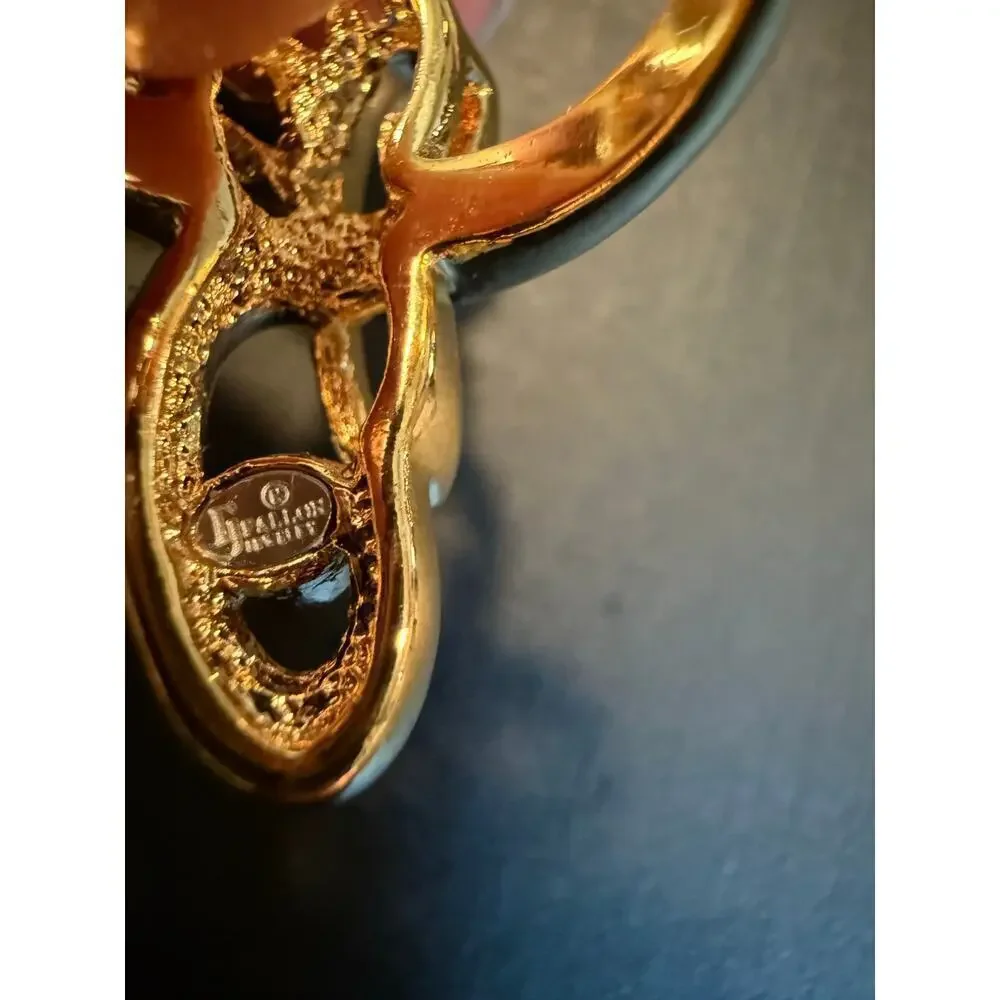 TJ Fallon Jewelry Swirl & Rhinestone Statement Ring size 8.75